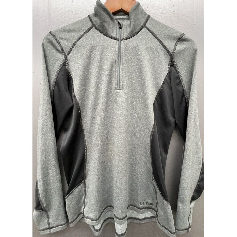 LL Bean Shirt Women S Gray Base Layer Pullover 1/2 Zip Lightweight Hike Ski Top